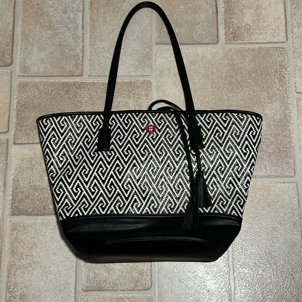 Michele Watches MW Black & White Geometric Tote Bag